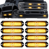 Universal 8-PC Ultra Slim Aluminum Surface Mounted 4.5" Emergency Ultra Bright LED Strobe w/ 17 Light Functions - Multiple Options