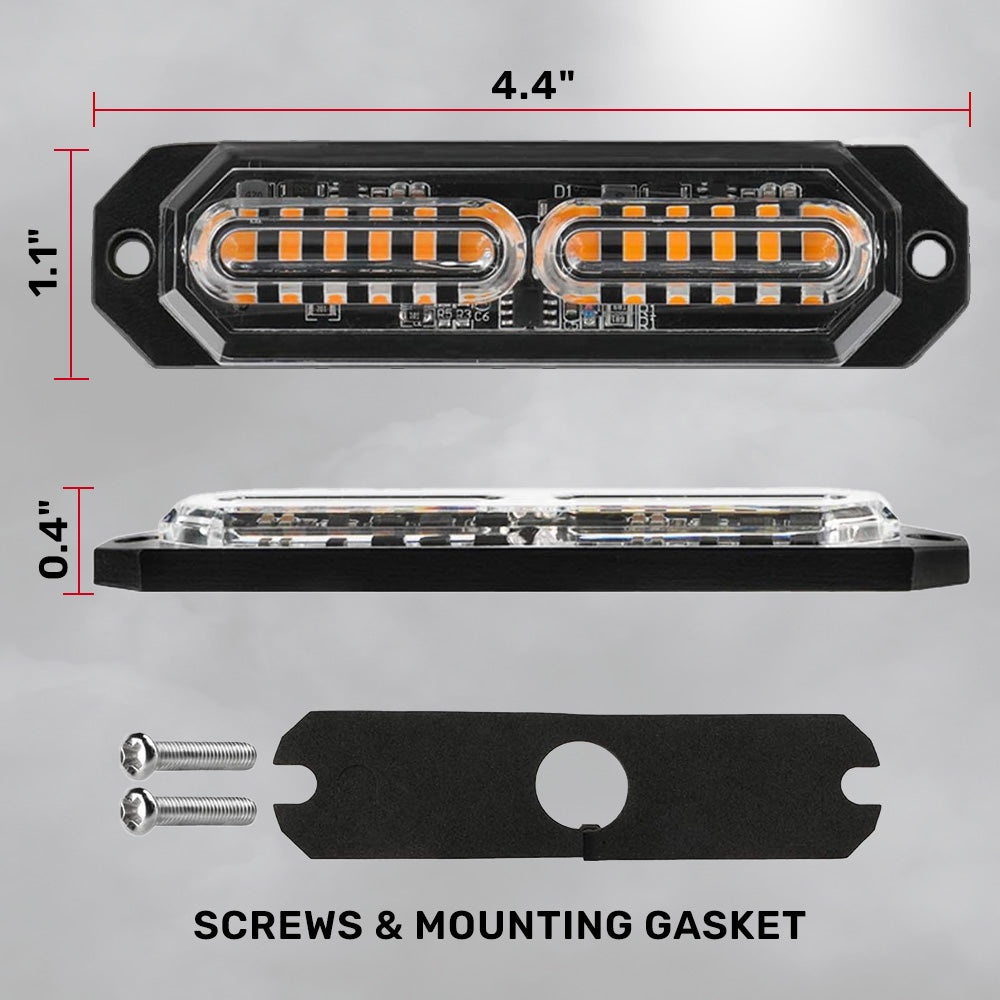 Universal 8-PC Ultra Slim Aluminum Surface Mounted 4.5" Emergency Ultra Bright LED Strobe w/ 17 Light Functions - Multiple Options