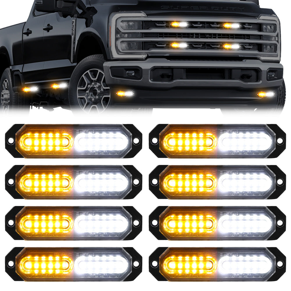 Universal 8-PC Ultra Slim Aluminum Surface Mounted 4.5" Emergency Ultra Bright LED Strobe w/ 17 Light Functions - Multiple Options