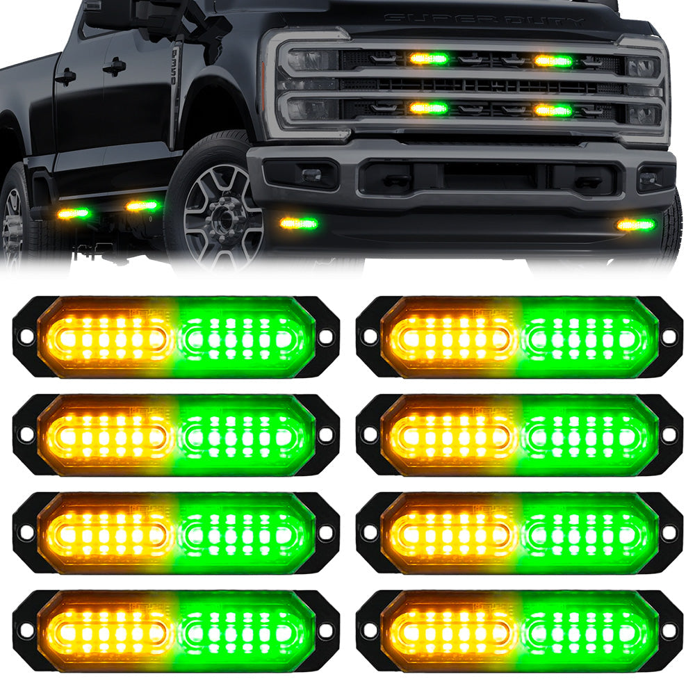 Universal 8-PC Ultra Slim Aluminum Surface Mounted 4.5" Emergency Ultra Bright LED Strobe w/ 17 Light Functions - Multiple Options