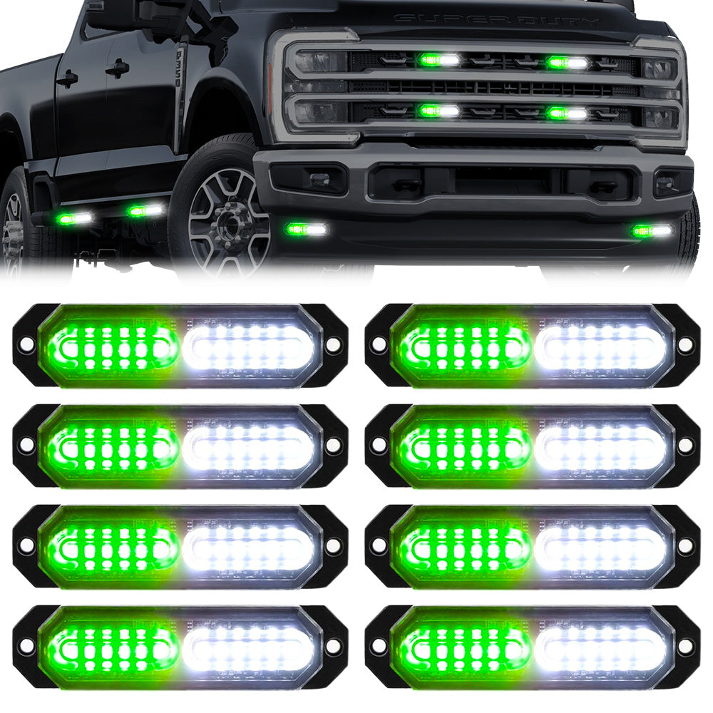Universal 8-PC Ultra Slim Aluminum Surface Mounted 4.5" Emergency Ultra Bright LED Strobe w/ 17 Light Functions - Multiple Options