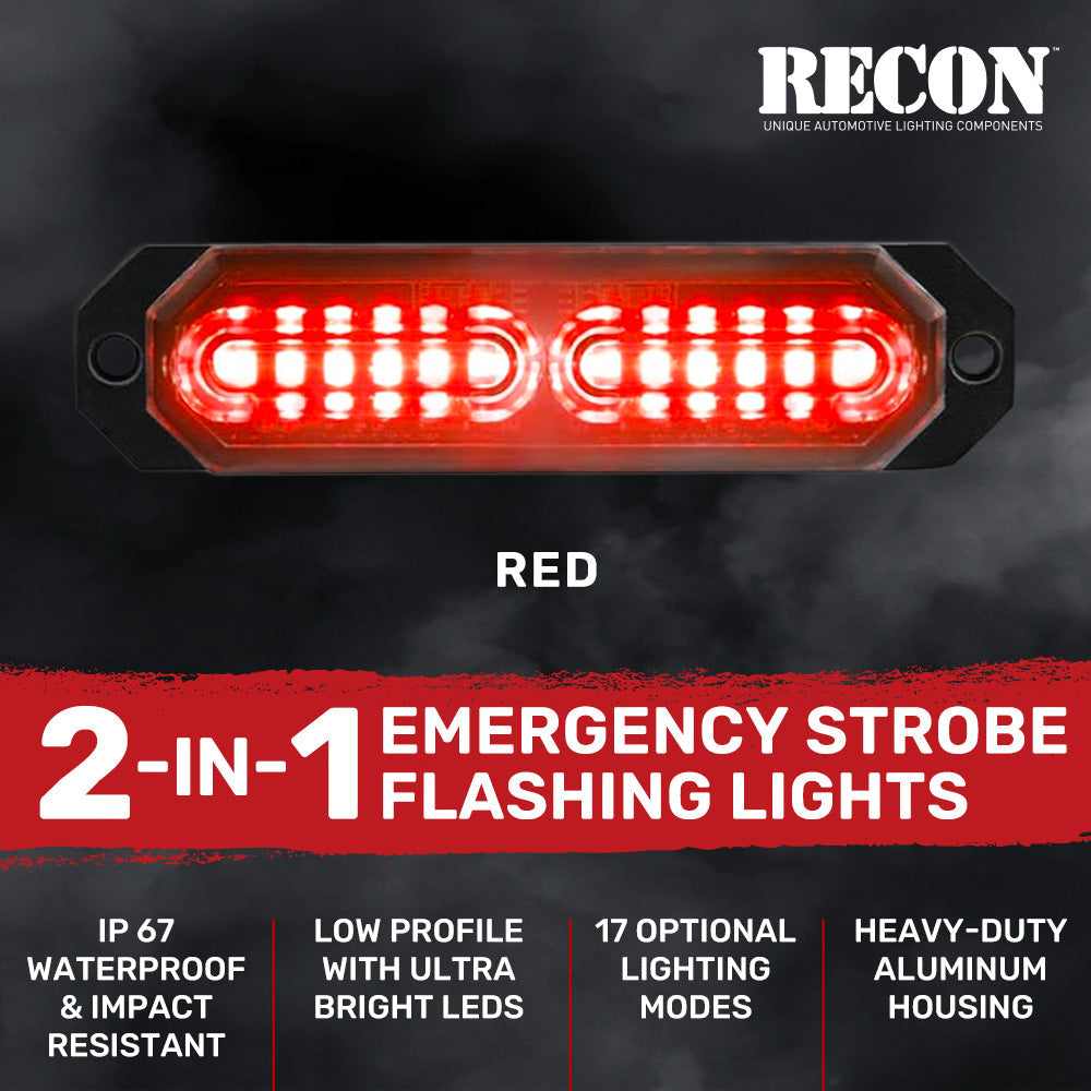 Universal 8-PC Ultra Slim Aluminum Surface Mounted 4.5" Emergency Ultra Bright LED Strobe w/ 17 Light Functions - Multiple Options