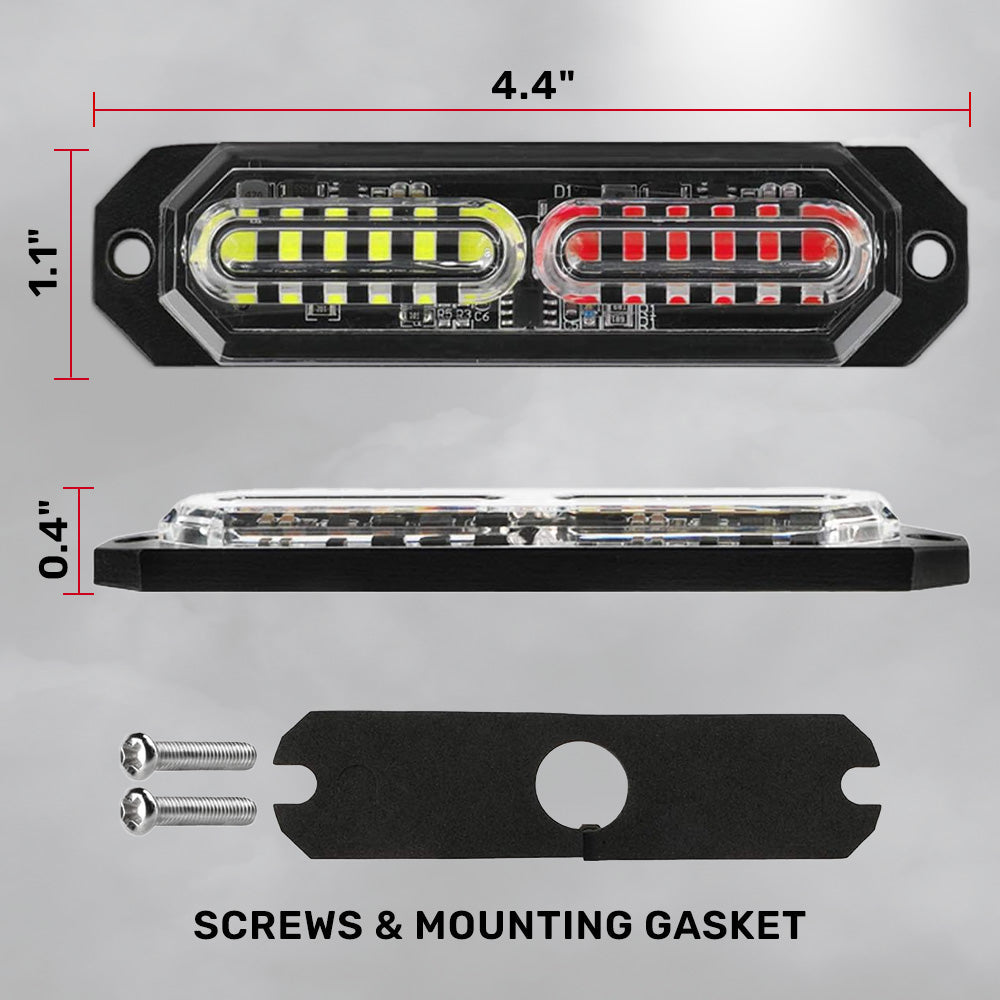 Universal 8-PC Ultra Slim Aluminum Surface Mounted 4.5" Emergency Ultra Bright LED Strobe w/ 17 Light Functions - Multiple Options