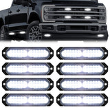 Universal 8-PC Ultra Slim Aluminum Surface Mounted 4.5" Emergency Ultra Bright LED Strobe w/ 17 Light Functions - Multiple Options