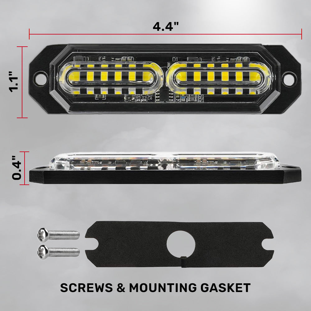 Universal 8-PC Ultra Slim Aluminum Surface Mounted 4.5" Emergency Ultra Bright LED Strobe w/ 17 Light Functions - Multiple Options