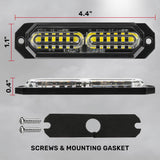 Universal 8-PC Ultra Slim Aluminum Surface Mounted 4.5" Emergency Ultra Bright LED Strobe w/ 17 Light Functions - Multiple Options
