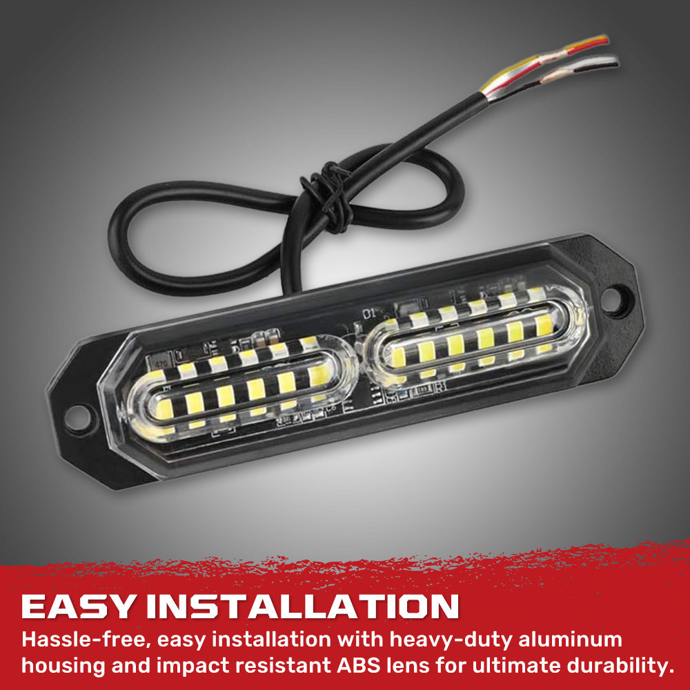 Universal 8-PC Ultra Slim Aluminum Surface Mounted 4.5" Emergency Ultra Bright LED Strobe w/ 17 Light Functions - Multiple Options