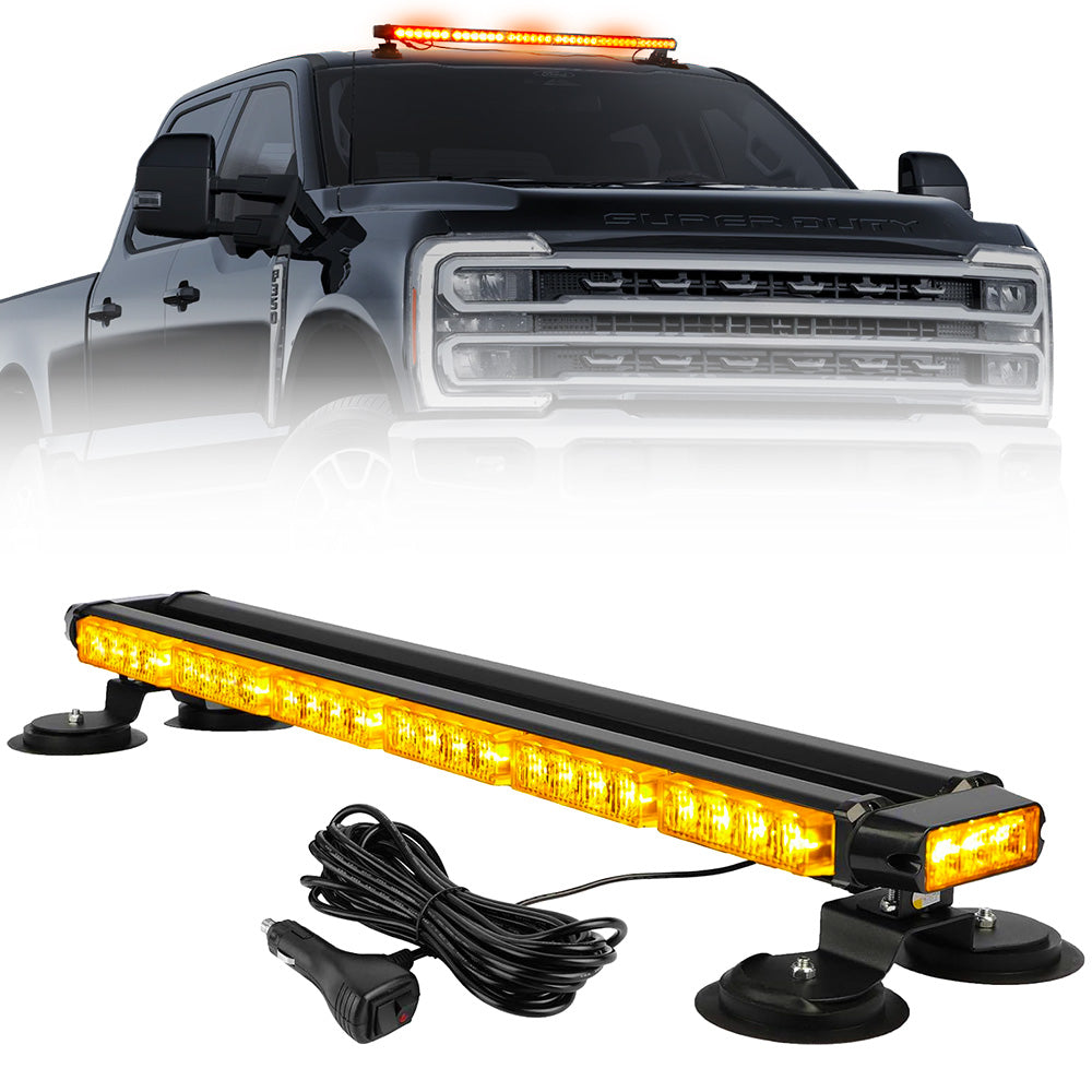 Exterior Roof Mounted 29.5" Emergency LED Strobe Light Bar Magnetic Suction Cup Installation w/ 26 Lighting Functions - Multiple. Colors