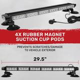Exterior Roof Mounted 29.5" Emergency LED Strobe Light Bar Magnetic Suction Cup Installation w/ 26 Lighting Functions - Multiple. Colors