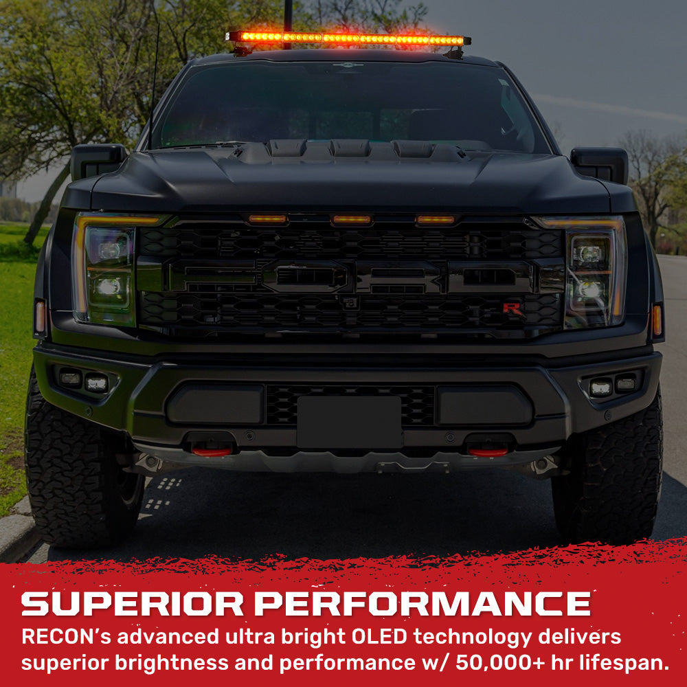 Exterior Roof Mounted 29.5" Emergency LED Strobe Light Bar Magnetic Suction Cup Installation w/ 26 Lighting Functions - Multiple. Colors