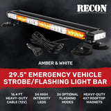 Exterior Roof Mounted 29.5" Emergency LED Strobe Light Bar Magnetic Suction Cup Installation w/ 26 Lighting Functions - Multiple. Colors