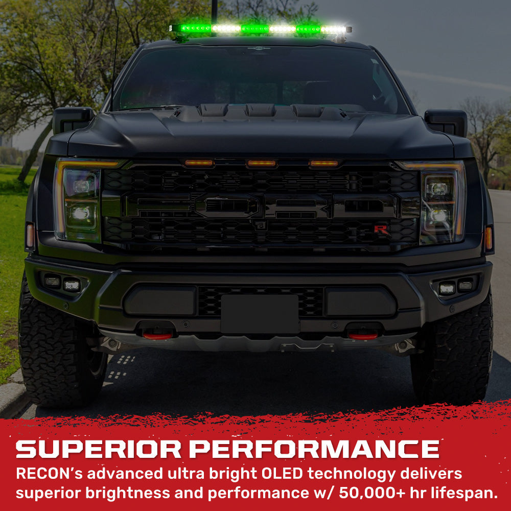 Exterior Roof Mounted 29.5" Emergency LED Strobe Light Bar Magnetic Suction Cup Installation w/ 26 Lighting Functions - Multiple. Colors
