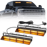Interior Front Window 2-PC 14" LED Strobe Light Bars Suction Cup Installation A/C Adapter Plug & Play 26 Light Functions - Multiple Colors