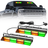 Interior Front Window 2-PC 14" LED Strobe Light Bars Suction Cup Installation A/C Adapter Plug & Play 26 Light Functions - Multiple Colors