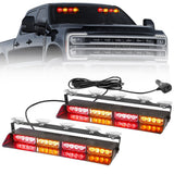 Interior Front Window 2-PC 14" LED Strobe Light Bars Suction Cup Installation A/C Adapter Plug & Play 26 Light Functions - Multiple Colors