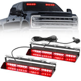 Interior Front Window 2-PC 14" LED Strobe Light Bars Suction Cup Installation A/C Adapter Plug & Play 26 Light Functions - Multiple Colors
