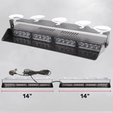 Interior Front Window 2-PC 14" LED Strobe Light Bars Suction Cup Installation A/C Adapter Plug & Play 26 Light Functions - Multiple Colors