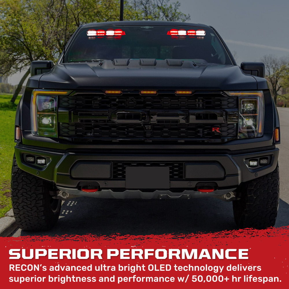 Interior Front Window 2-PC 14" LED Strobe Light Bars Suction Cup Installation A/C Adapter Plug & Play 26 Light Functions - Multiple Colors
