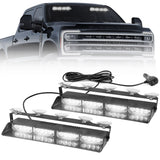 Interior Front Window 2-PC 14" LED Strobe Light Bars Suction Cup Installation A/C Adapter Plug & Play 26 Light Functions - Multiple Colors