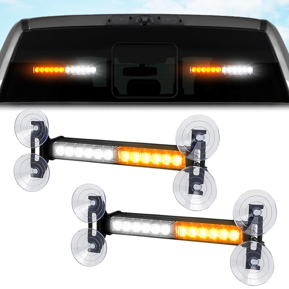 Interior Rear Window 2-PC LED Strobe/Flashing Light Bars - Suction Cup Installation A/C Adapter Plug & Play with 20 Lighting Function - Multiple Colors