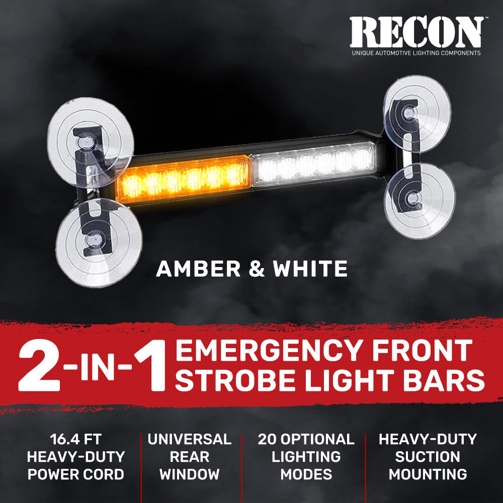 Interior Rear Window 2-PC LED Strobe/Flashing Light Bars - Suction Cup Installation A/C Adapter Plug & Play with 20 Lighting Function - Multiple Colors