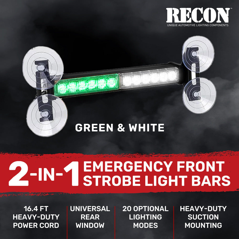 Interior Rear Window 2-PC LED Strobe/Flashing Light Bars - Suction Cup Installation A/C Adapter Plug & Play with 20 Lighting Function - Multiple Colors