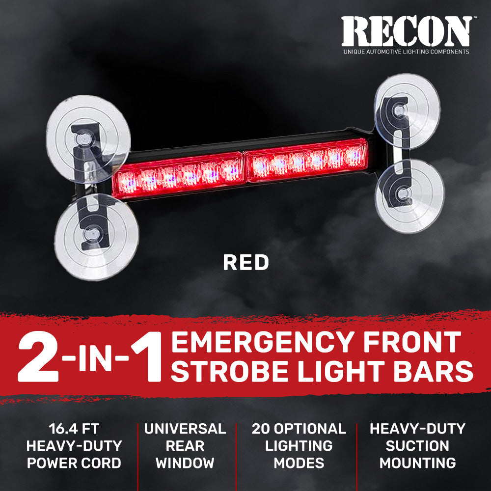 Interior Rear Window 2-PC LED Strobe/Flashing Light Bars - Suction Cup Installation A/C Adapter Plug & Play with 20 Lighting Function - Multiple Colors