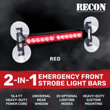 Interior Rear Window 2-PC LED Strobe/Flashing Light Bars - Suction Cup Installation A/C Adapter Plug & Play with 20 Lighting Function - Multiple Colors
