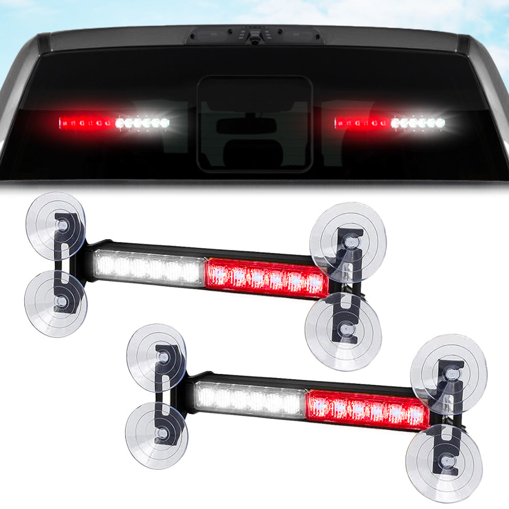 Interior Rear Window 2-PC LED Strobe/Flashing Light Bars - Suction Cup Installation A/C Adapter Plug & Play with 20 Lighting Function - Multiple Colors