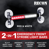 Interior Rear Window 2-PC LED Strobe/Flashing Light Bars - Suction Cup Installation A/C Adapter Plug & Play with 20 Lighting Function - Multiple Colors
