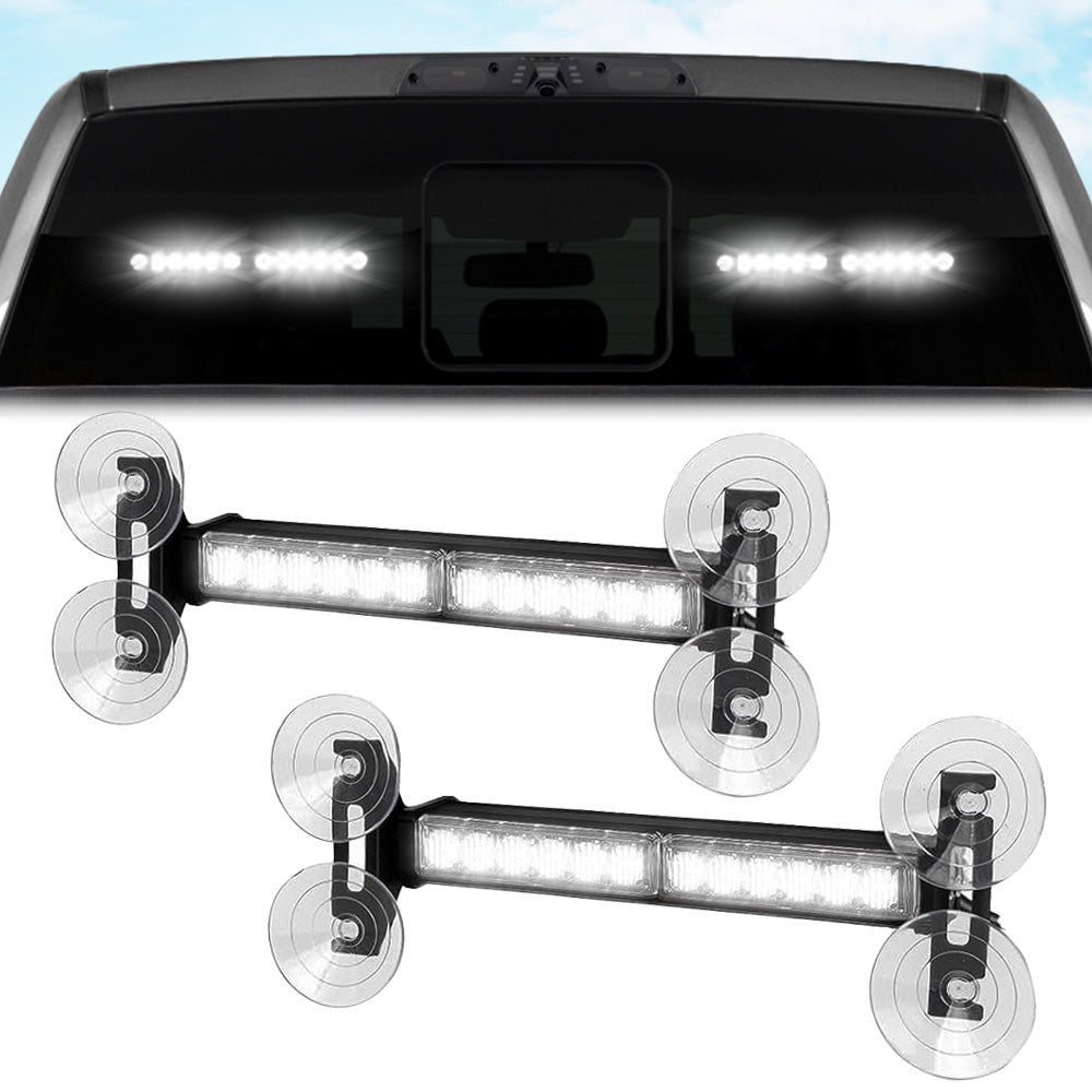 Interior Rear Window 2-PC LED Strobe/Flashing Light Bars - Suction Cup Installation A/C Adapter Plug & Play with 20 Lighting Function - Multiple Colors