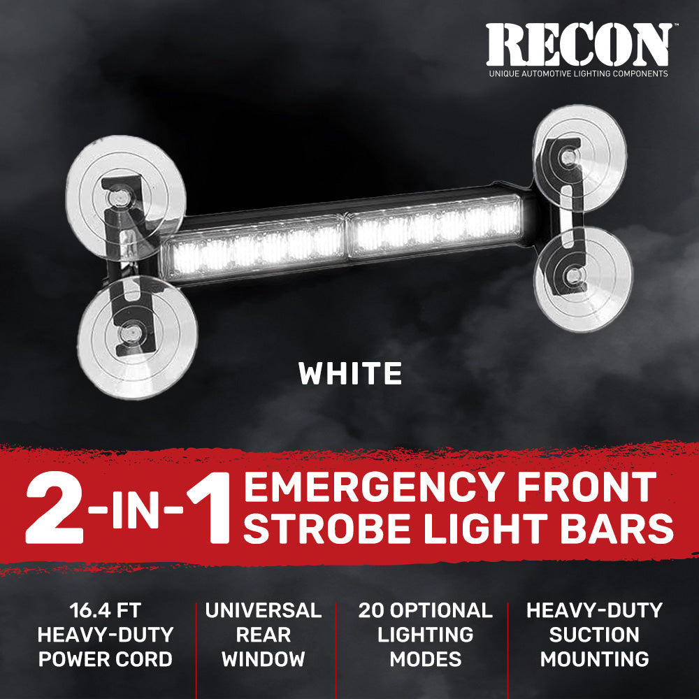 Interior Rear Window 2-PC LED Strobe/Flashing Light Bars - Suction Cup Installation A/C Adapter Plug & Play with 20 Lighting Function - Multiple Colors