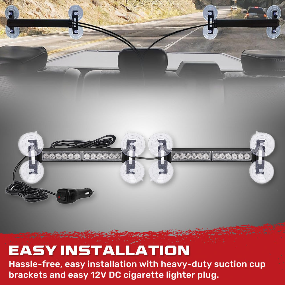 Interior Rear Window 2-PC LED Strobe/Flashing Light Bars - Suction Cup Installation A/C Adapter Plug & Play with 20 Lighting Function - Multiple Colors