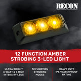 Universal 3-Watt 12 Function 3 LED Emergency Flashing Strobe Light - Multiple Colors