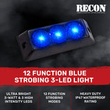 Universal 3-Watt 12 Function 3 LED Emergency Flashing Strobe Light - Multiple Colors