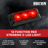 Universal 3-Watt 12 Function 3 LED Emergency Flashing Strobe Light - Multiple Colors