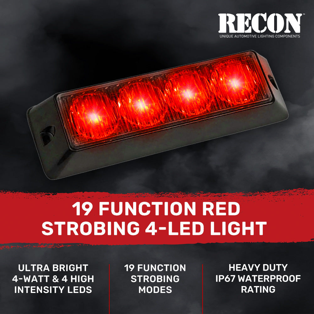 Universal 4-Watt 19 Function 4 LED Emergency Flashing Strobe Light - Multiple Colors