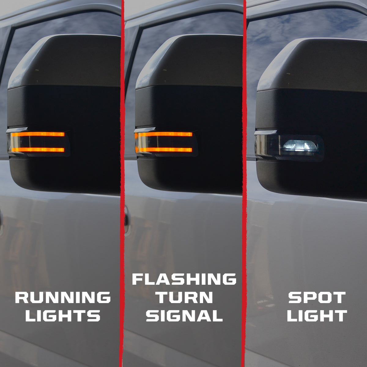 Ford 17-26 Super Duty Amber DRL LED Side Mirror Lenses - Smoked Lens
