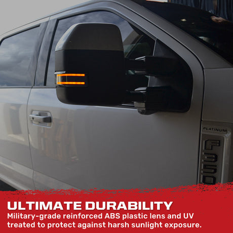 Ford 17-25 Super Duty Amber DRL LED Side Mirror Lenses - Smoked Lens