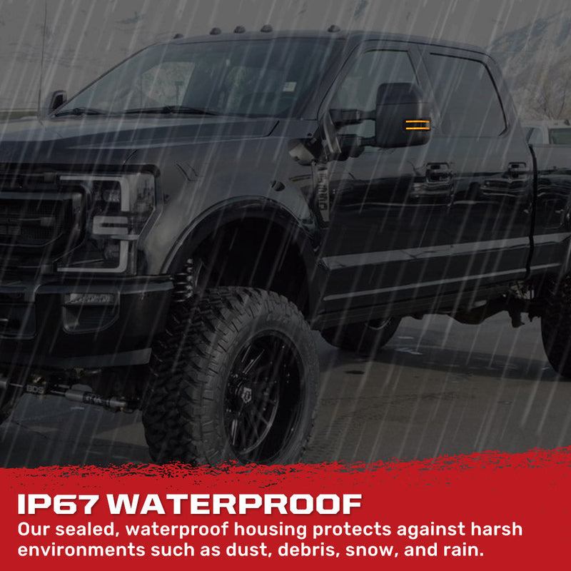 Ford 17-25 Super Duty Amber DRL LED Side Mirror Lenses - Smoked Lens