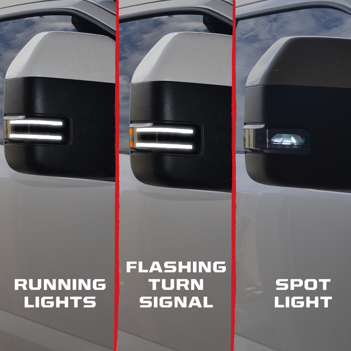 Ford 17-26 Super Duty White DRL LED Side Mirror Lenses - Multiple Lens
