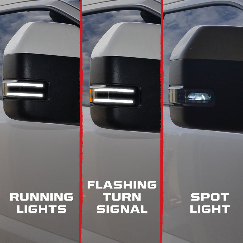 Ford 17-25 Super Duty White DRL LED Side Mirror Lenses - Multiple Lens