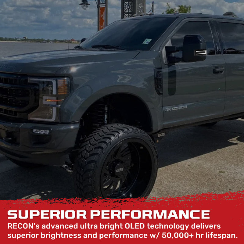 Ford 17-22 Super Duty Scanning LED Side Mirror Lenses - Smoked Lens