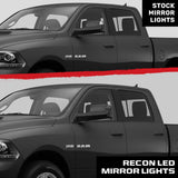 Dodge 10-21 RAM 2500/3500 Corner Side Tow Mirror Turn Signal Light (2-Piece Set) with Amber LED Turn Signals - Smoked Lens
