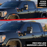 Chevy/GMC 20-26 Silverado & Sierra Side Mirror LED Lenses White or Amber DRL & Scanning Amber Turn Signals - Smoked Lens