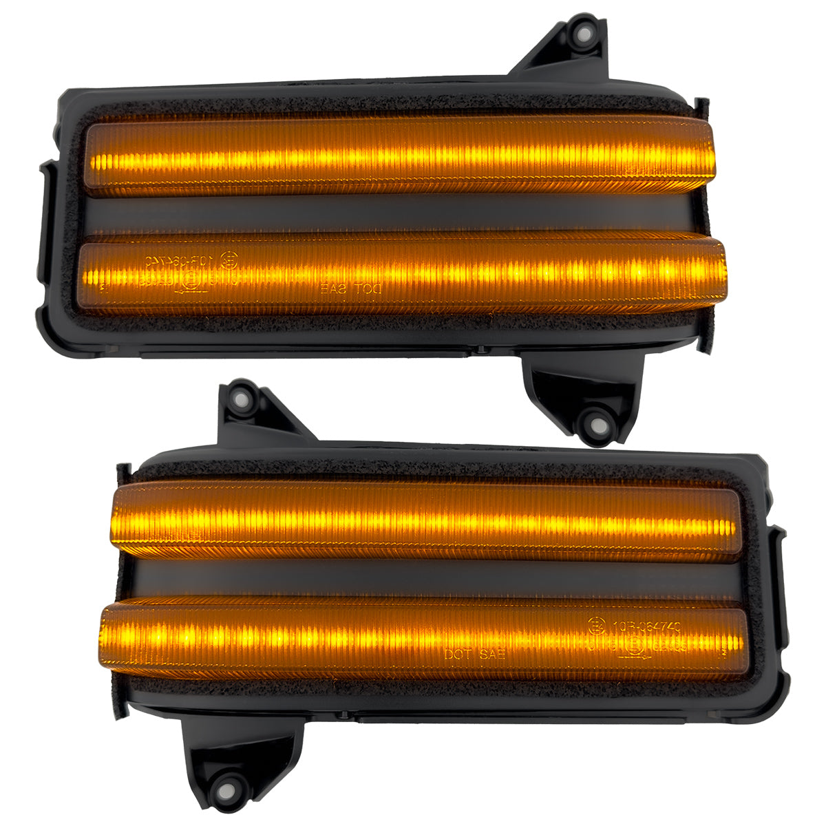 Chevy/GMC 20-26 Silverado & Sierra Side Mirror LED Lenses White or Amber DRL & Scanning Amber Turn Signals - Smoked Lens