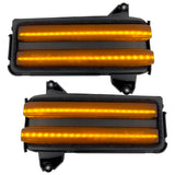 Chevy/GMC 20-26 Silverado & Sierra Side Mirror LED Lenses White or Amber DRL & Scanning Amber Turn Signals - Smoked Lens