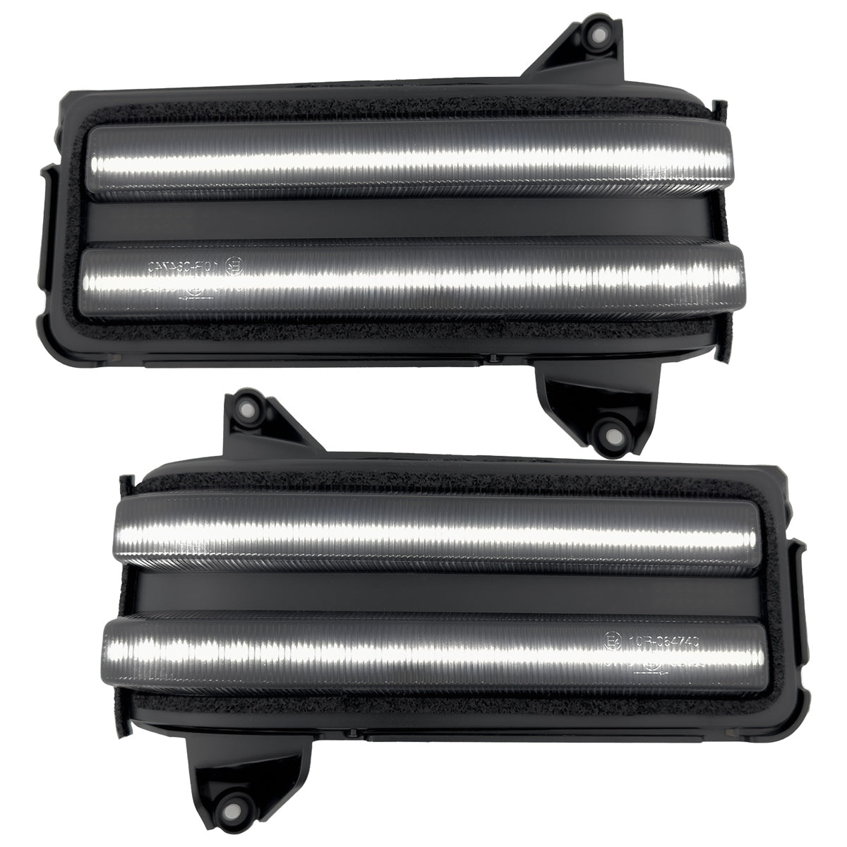 Chevy/GMC 20-26 Silverado & Sierra Side Mirror LED Lenses White or Amber DRL & Scanning Amber Turn Signals - Smoked Lens