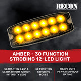 Universal 12-LED 30 Function 5.25" Ultra-Thin 0.25" Emergency Flashing Strobe Light - Multiple Colors