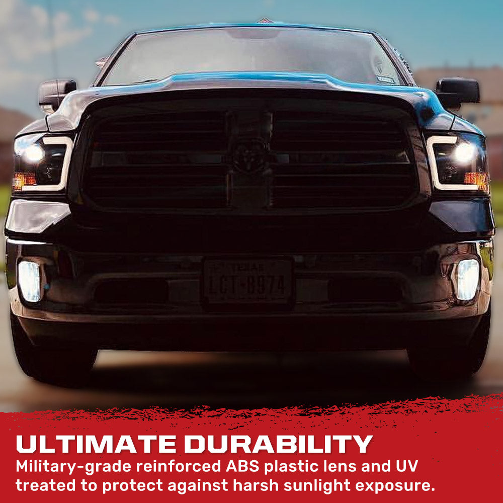 Dodge RAM 1500 09-23 Classic Body Projector Headlights OLED Halos & DRL - Multiple Styles